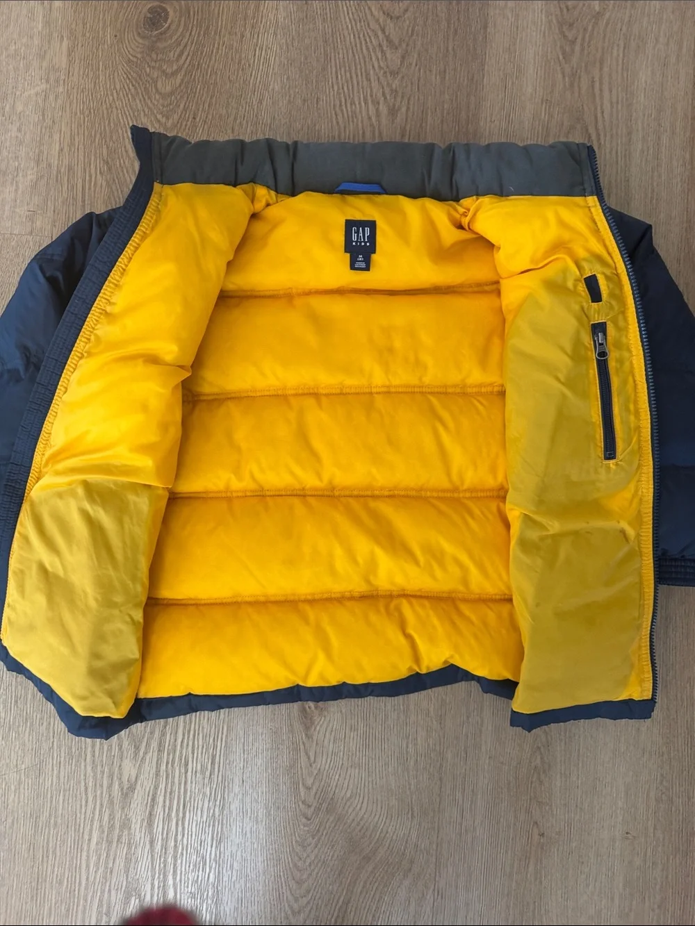 GAP Navy down Puffer Jacket with Yellow Lining
